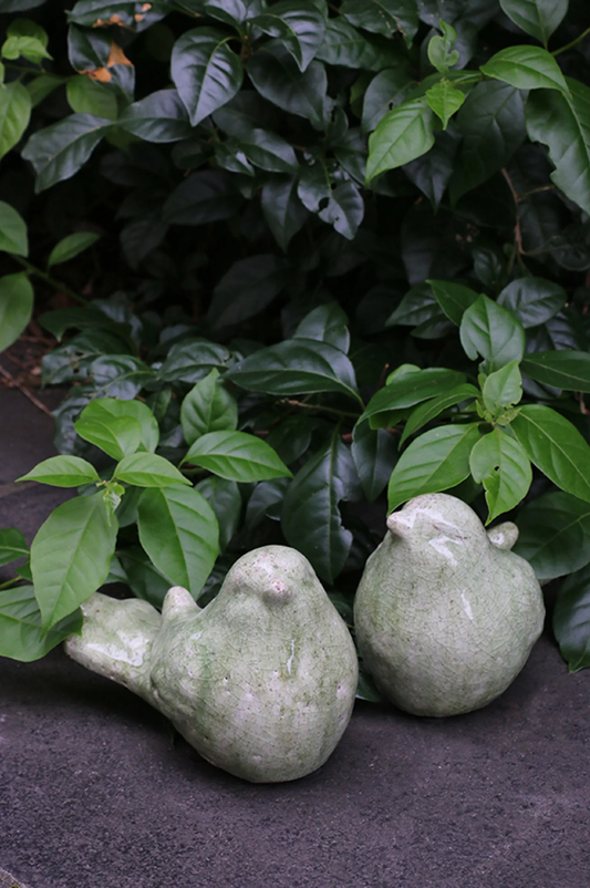 MOSS GREEN BIRDS - SET OF TWO