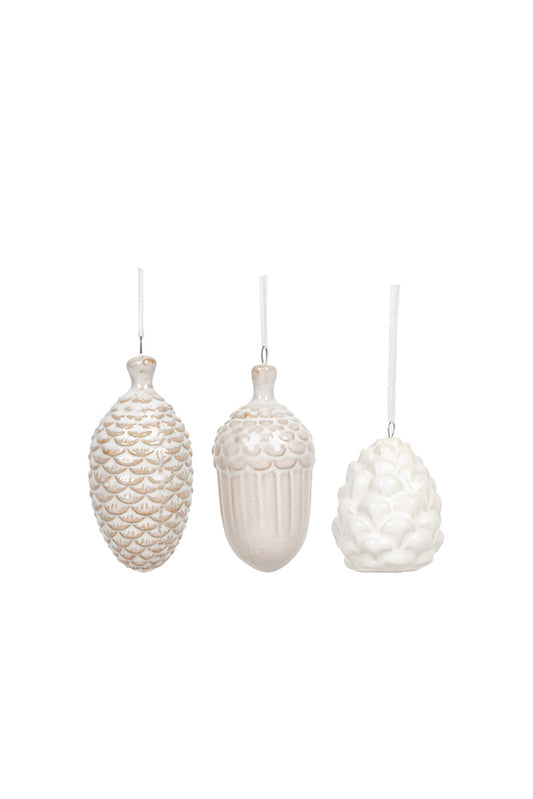 PRE ORDER: PIN ACORN HANGING SET OF THREE - MILK WHITE