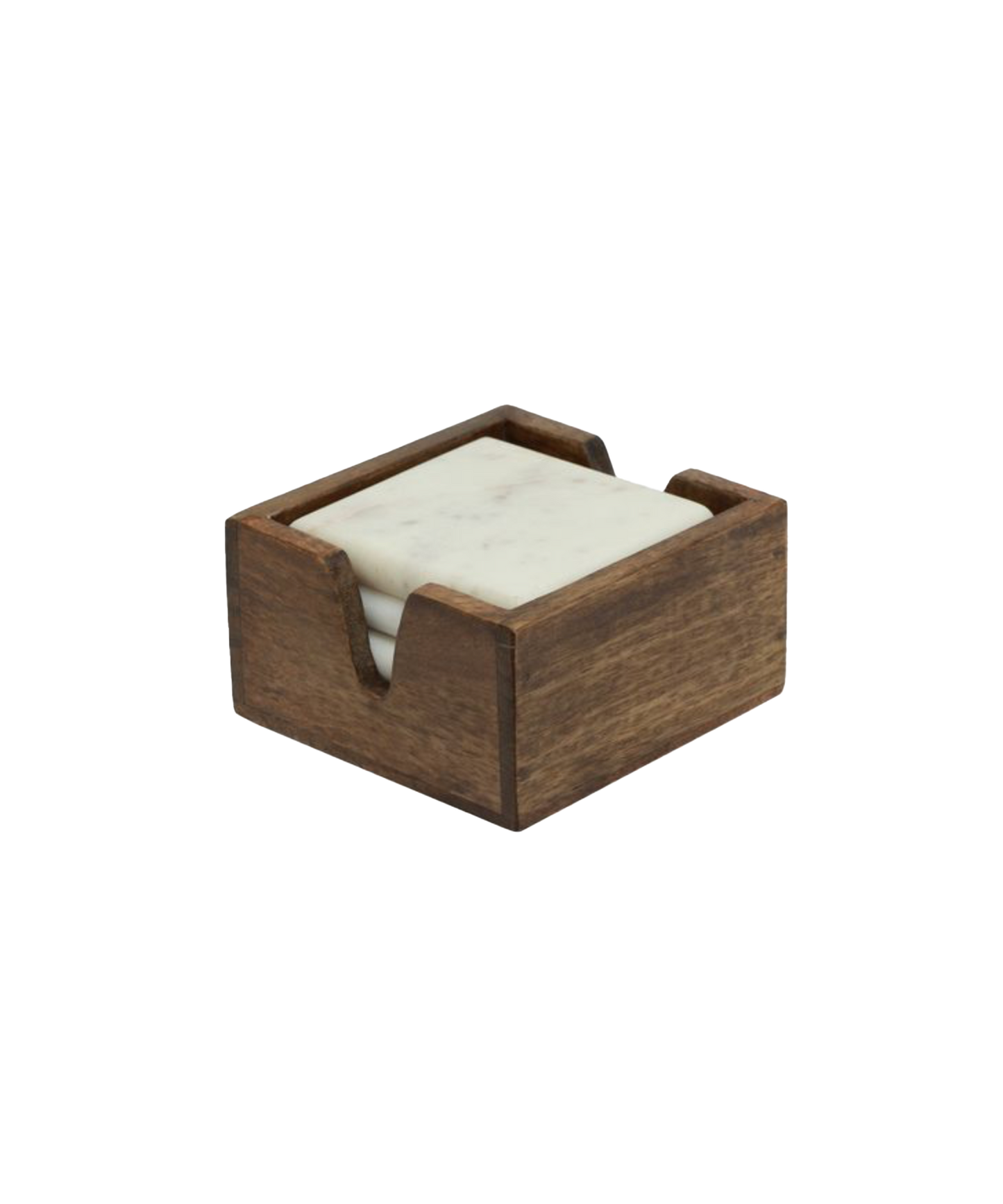 PORTO MARBLE COASTER SET WITH WOODEN HOLDER
