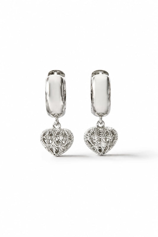 PUFFED WITH LOVE HUGGIE EARRINGS - SILVER