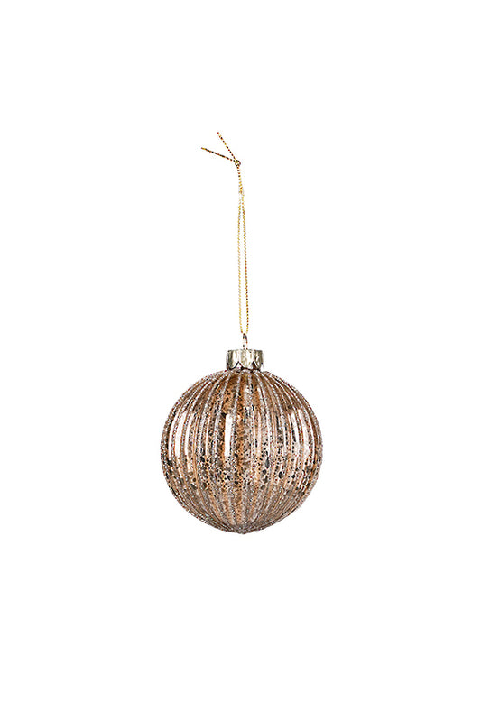 RIBBED GLASS BAUBLE - GOLD