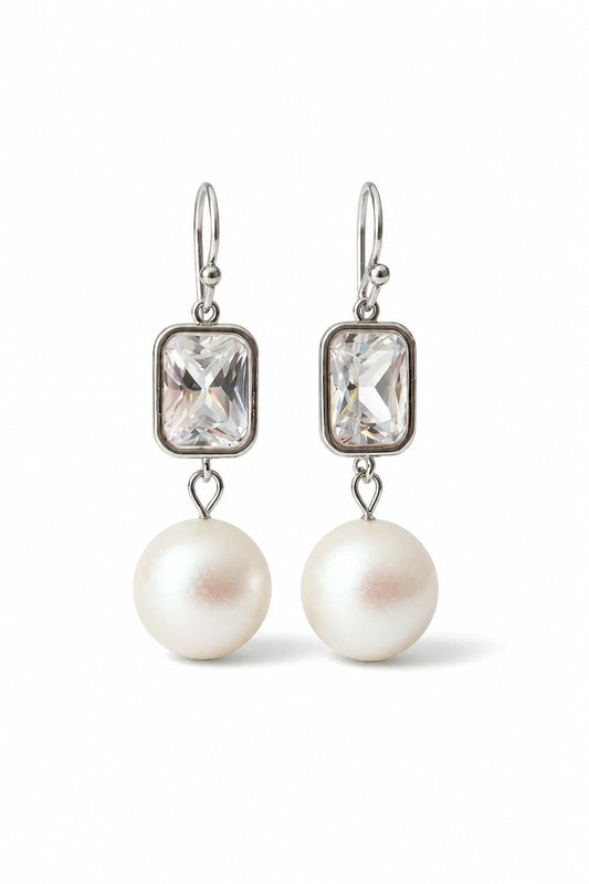 RILEY PEARL EARRINGS - SILVER