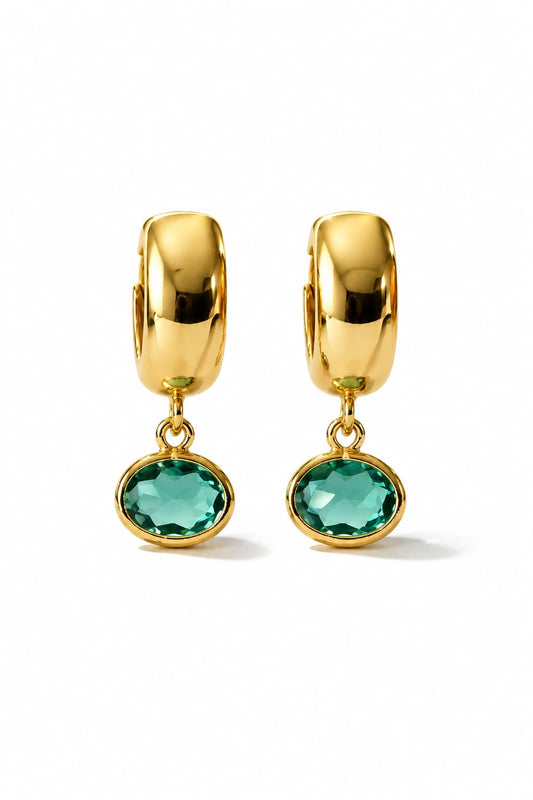 RIVERSTONE HUGGIE EARRINGS - AQUAMARINE / GOLD