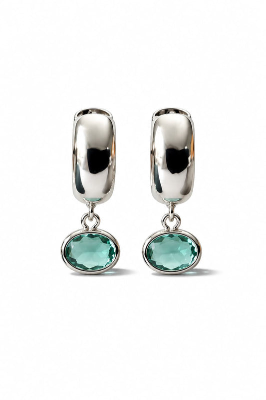 RIVERSTONE HUGGIE EARRINGS - AQUAMARINE / SILVER