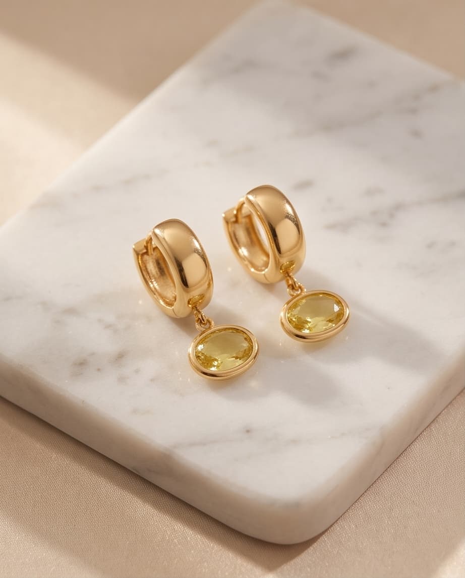 RIVERSTONE HUGGIE EARRINGS - CANARY