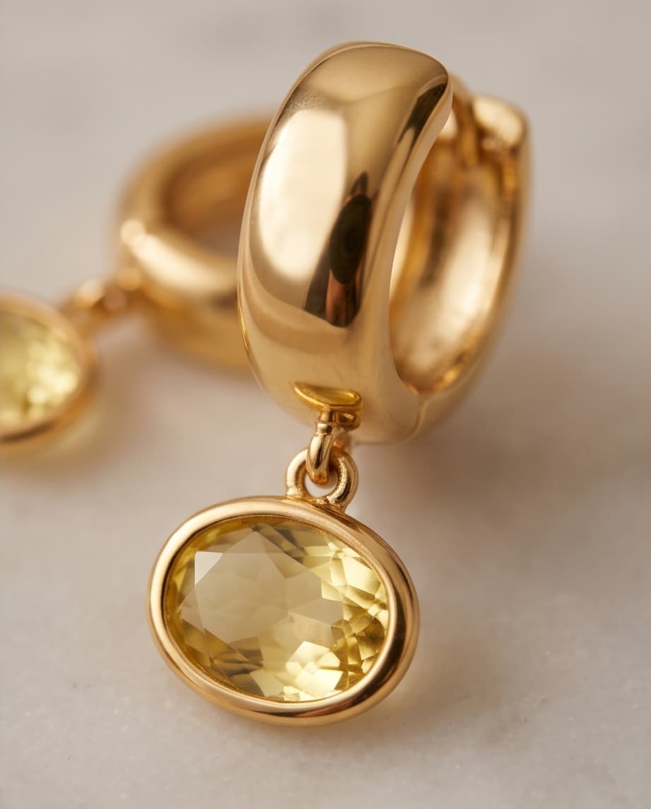RIVERSTONE HUGGIE EARRINGS - CANARY