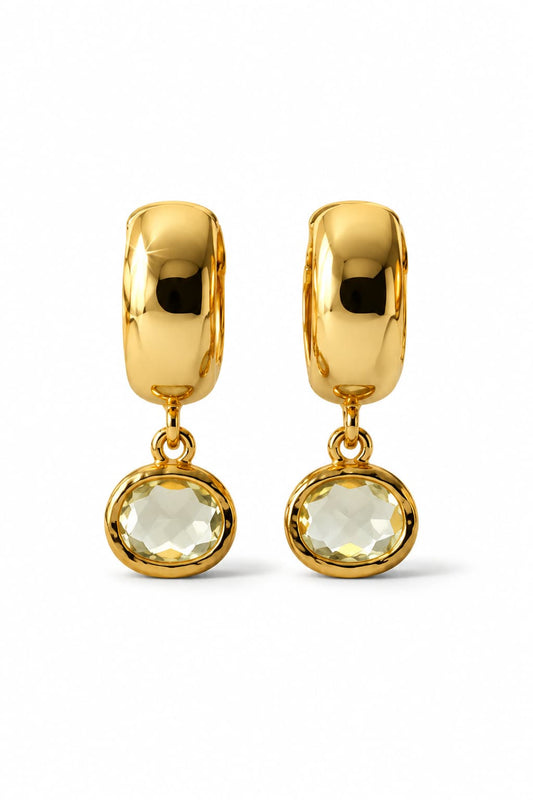 RIVERSTONE HUGGIE EARRINGS - CANARY
