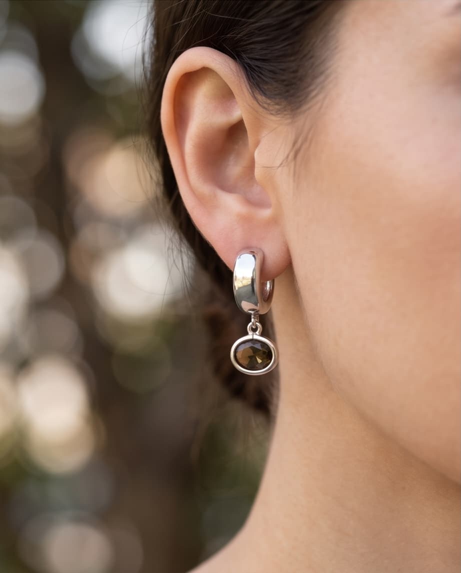 RIVERSTONE HUGGIE EARRINGS - COCOA