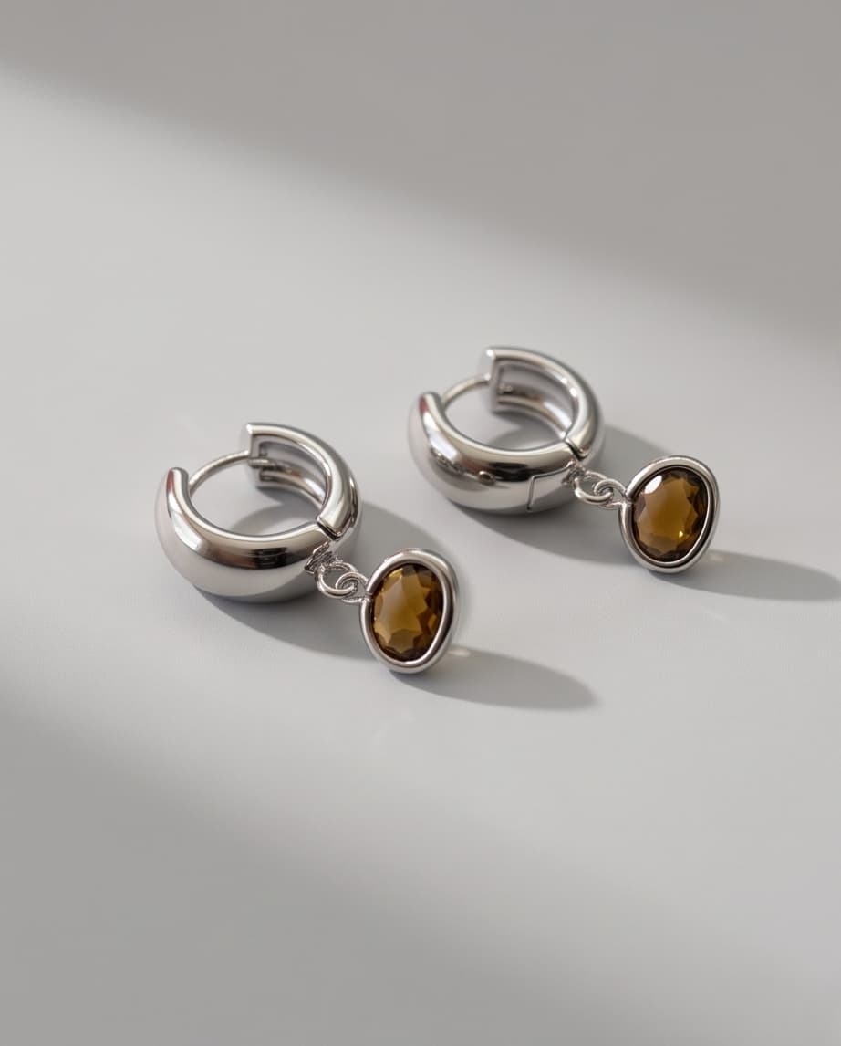 RIVERSTONE HUGGIE EARRINGS - COCOA