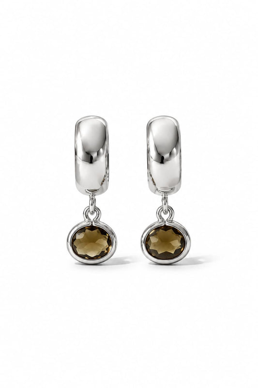 RIVERSTONE HUGGIE EARRINGS - COCOA