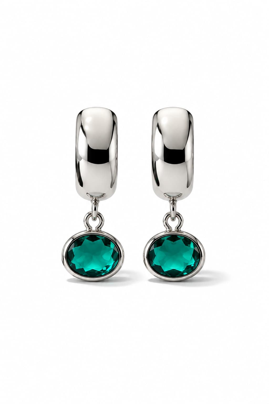 RIVERSTONE HUGGIE EARRINGS - EMERALD