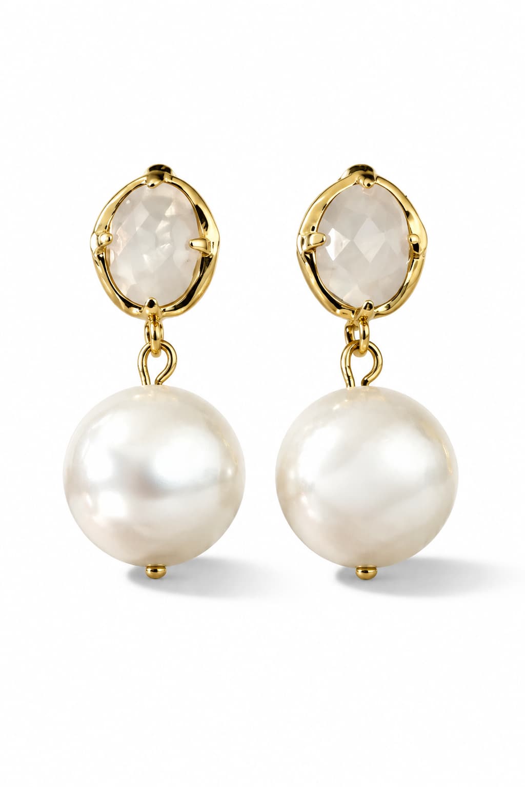 ROSE QUARTZ & PEARL STUD EARRINGS
