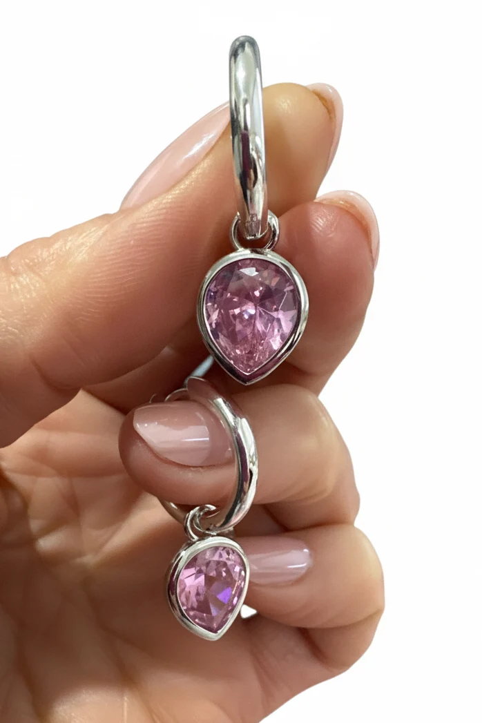 ROSE PINK DEWDROPS - SILVER