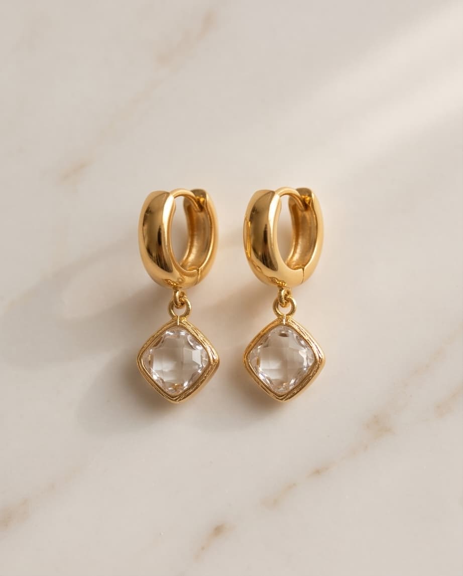 SERAPHINA HUGGIE EARRINGS - CLEAR CRYSTAL