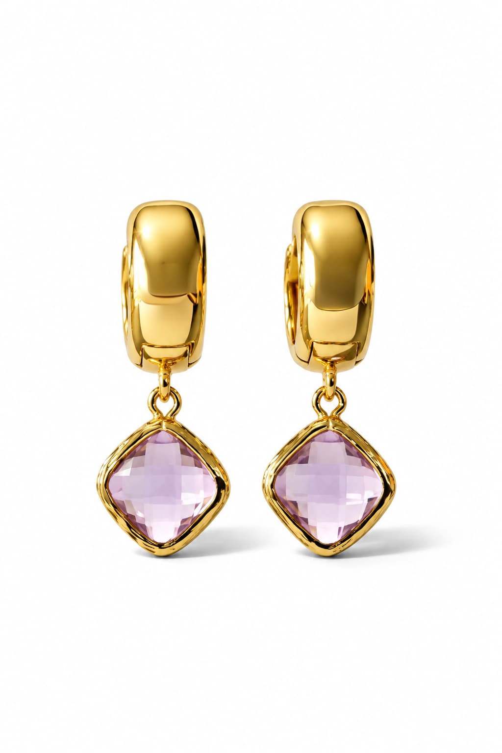 SERAPHINA HUGGIE EARRINGS - LIGHT AMETHYST / GOLD