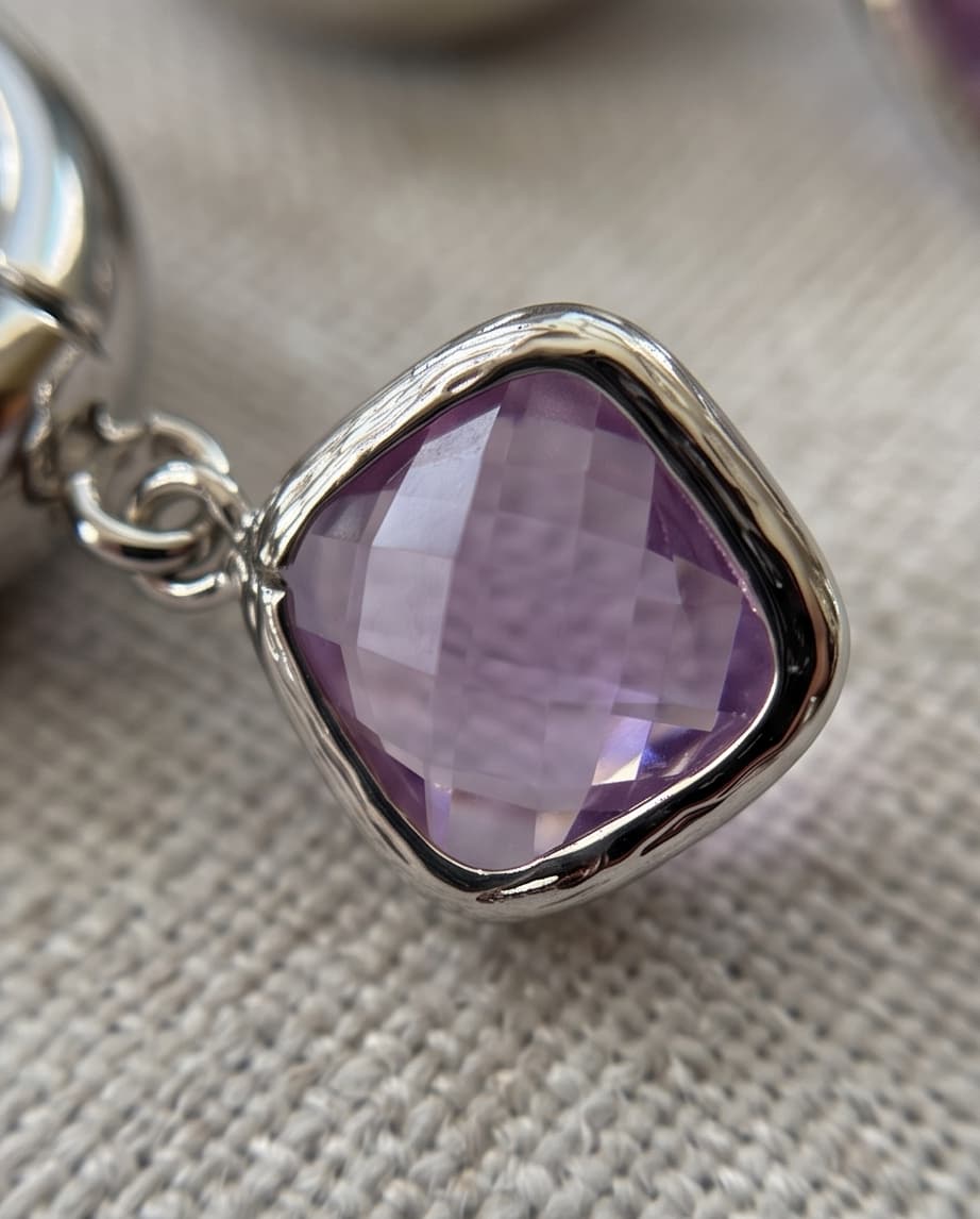 SERAPHINA HUGGIE EARRINGS - LIGHT AMETHYST / SILVER