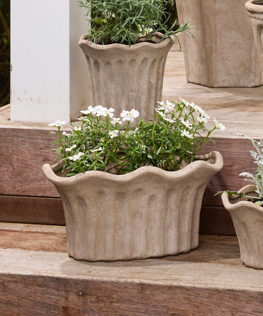 PRE ORDER: TERRA FLUTED OVAL PLANTER - SMALL