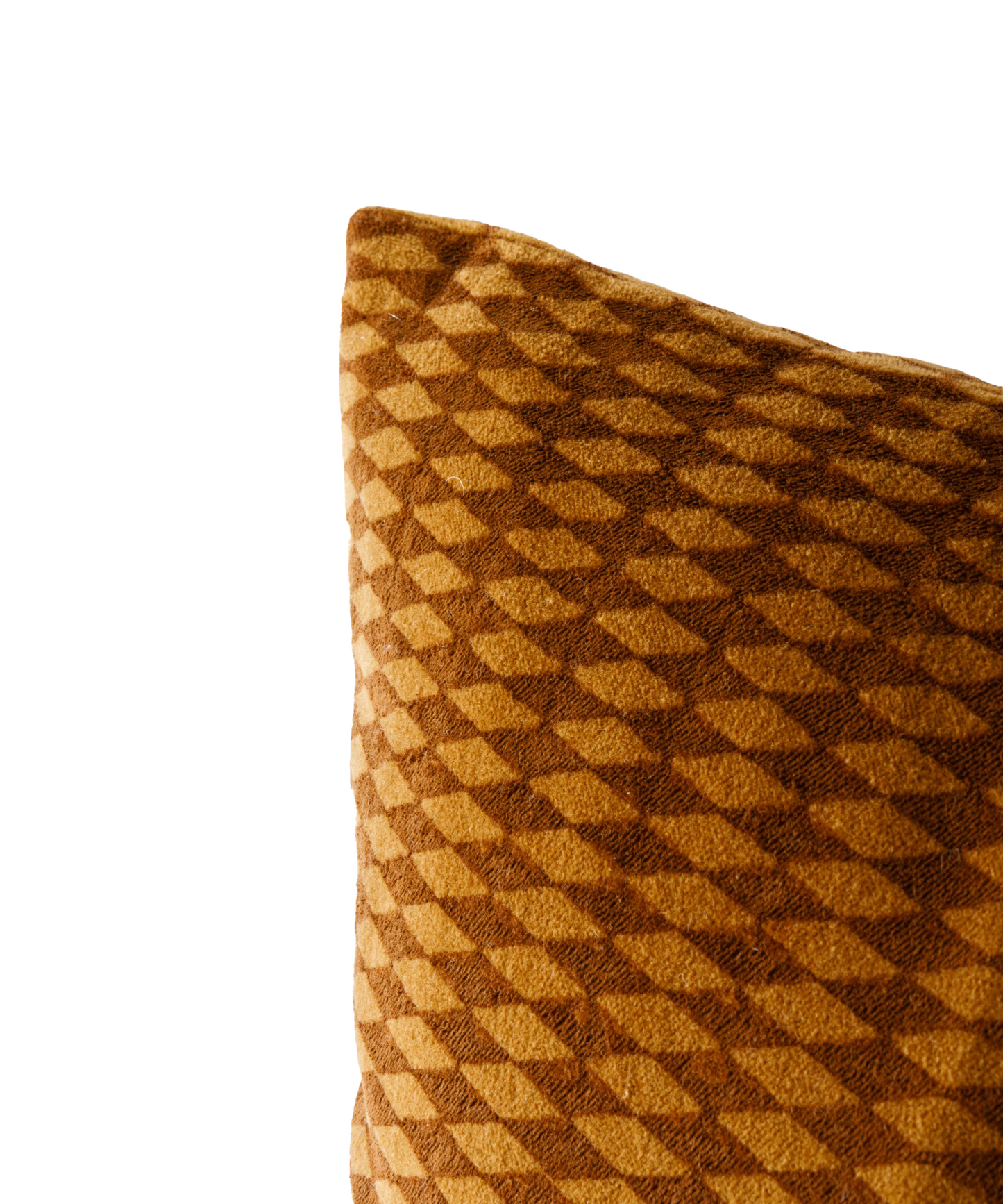 TOBACCO DIAMONDS HANDBLOCK VELVET CUSHION