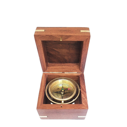 COMPASS GIMBALED IN WOOD BOX