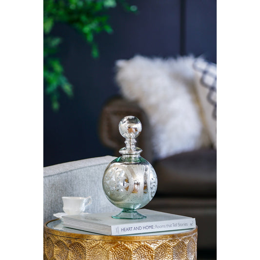 ANTIQUE MIRRORED VASE - ROUND