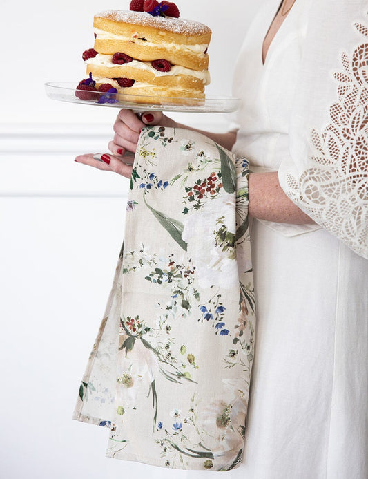LIMITED EDITION: SUMMER PEONIES LINEN TEATOWEL