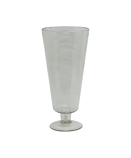 DAPPLED CLEAR GLASS URN VASE ON STAND