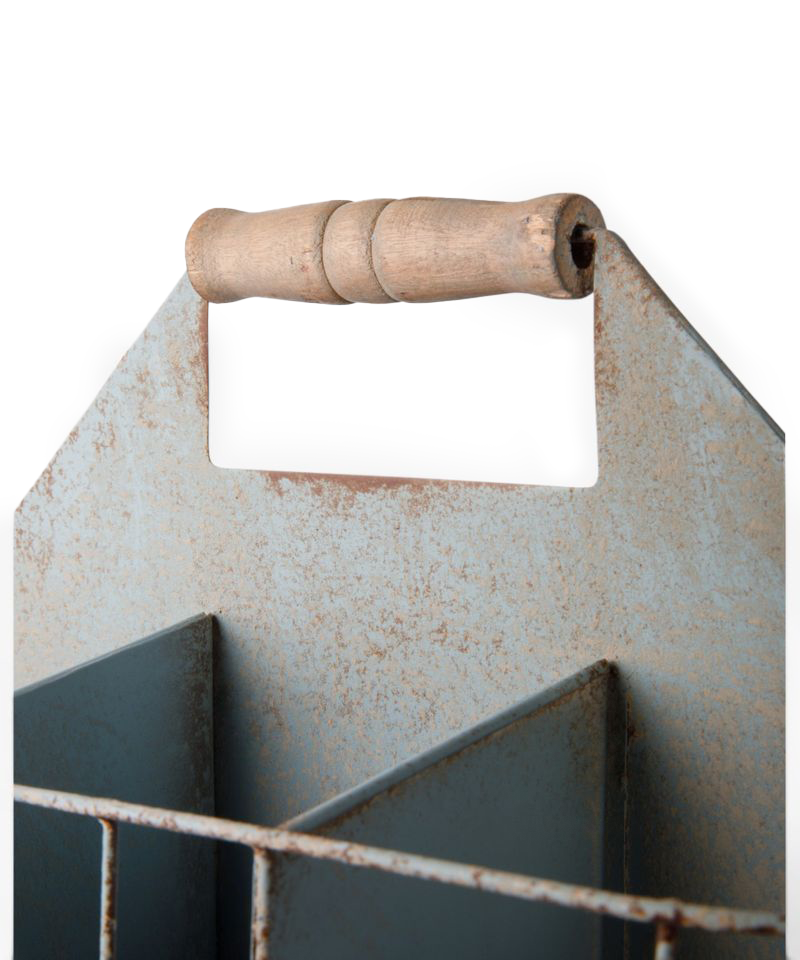 PRE ORDER: VINTAGE METAL GARDEN TOOL CRATE - ANTIQUE BLUE