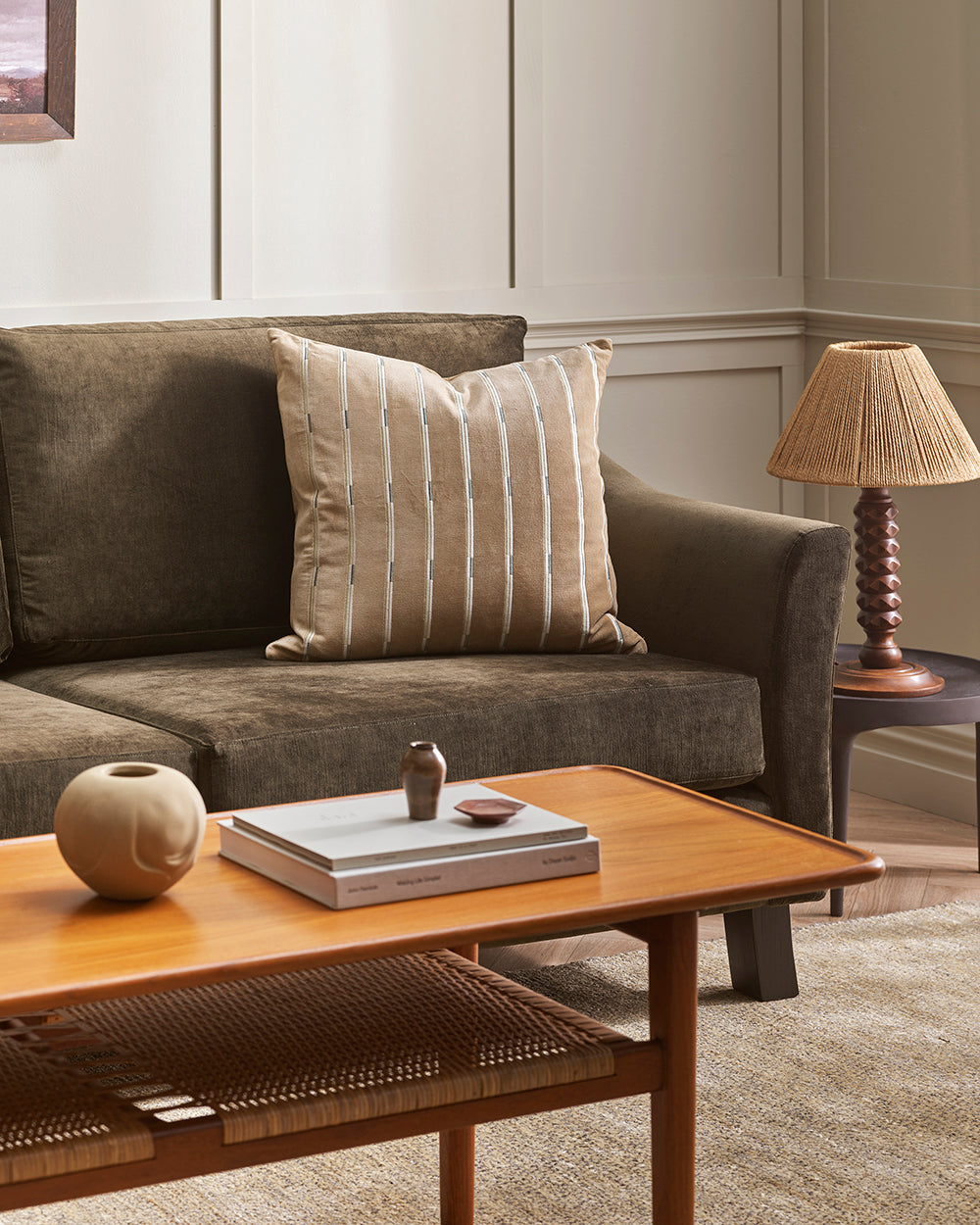 EDEN VELVET 55 X 55CM CUSHION  - BARLEY