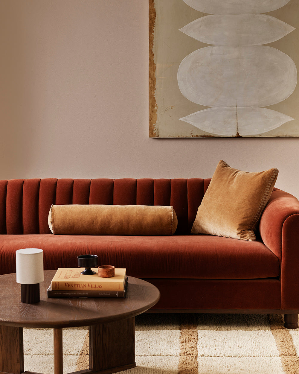 ELLIOT VELVET BOLSTER CUSHION - BUTTERSCOTCH