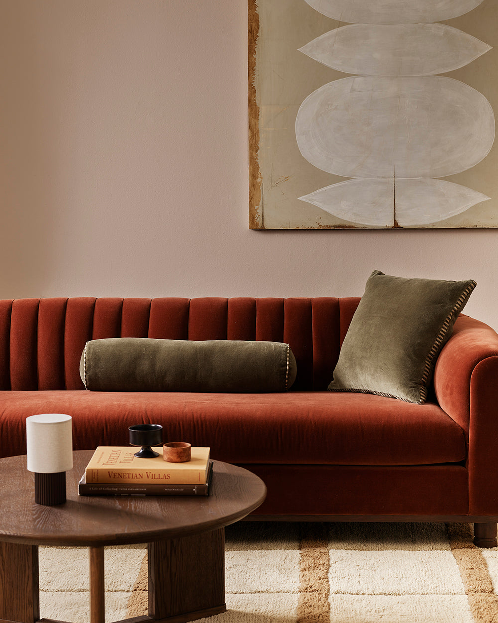 ELLIOT VELVET BOLSTER CUSHION - THYME