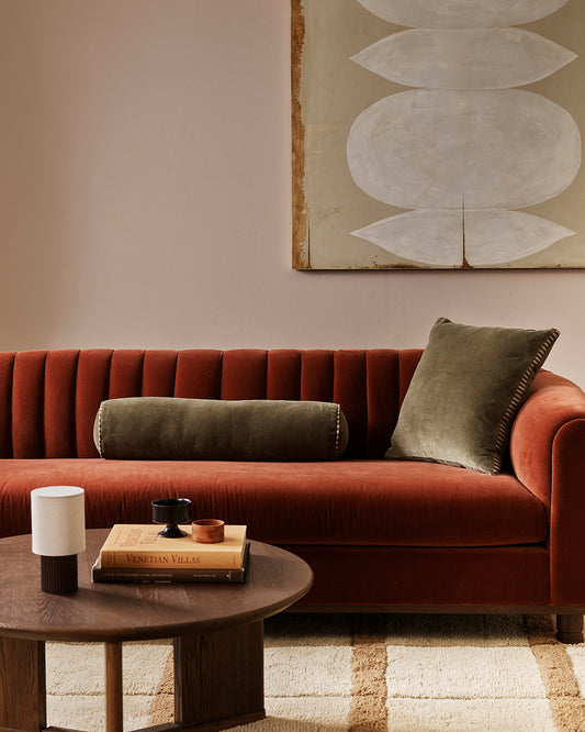 ELLIOT VELVET BOLSTER CUSHION - THYME