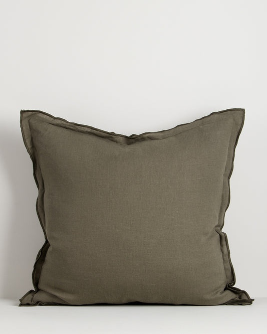 LINDEN 55 X 55CM LINEN CUSHION - OLIVE