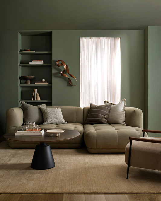 LINDEN 55 X 55CM LINEN CUSHION - OLIVE