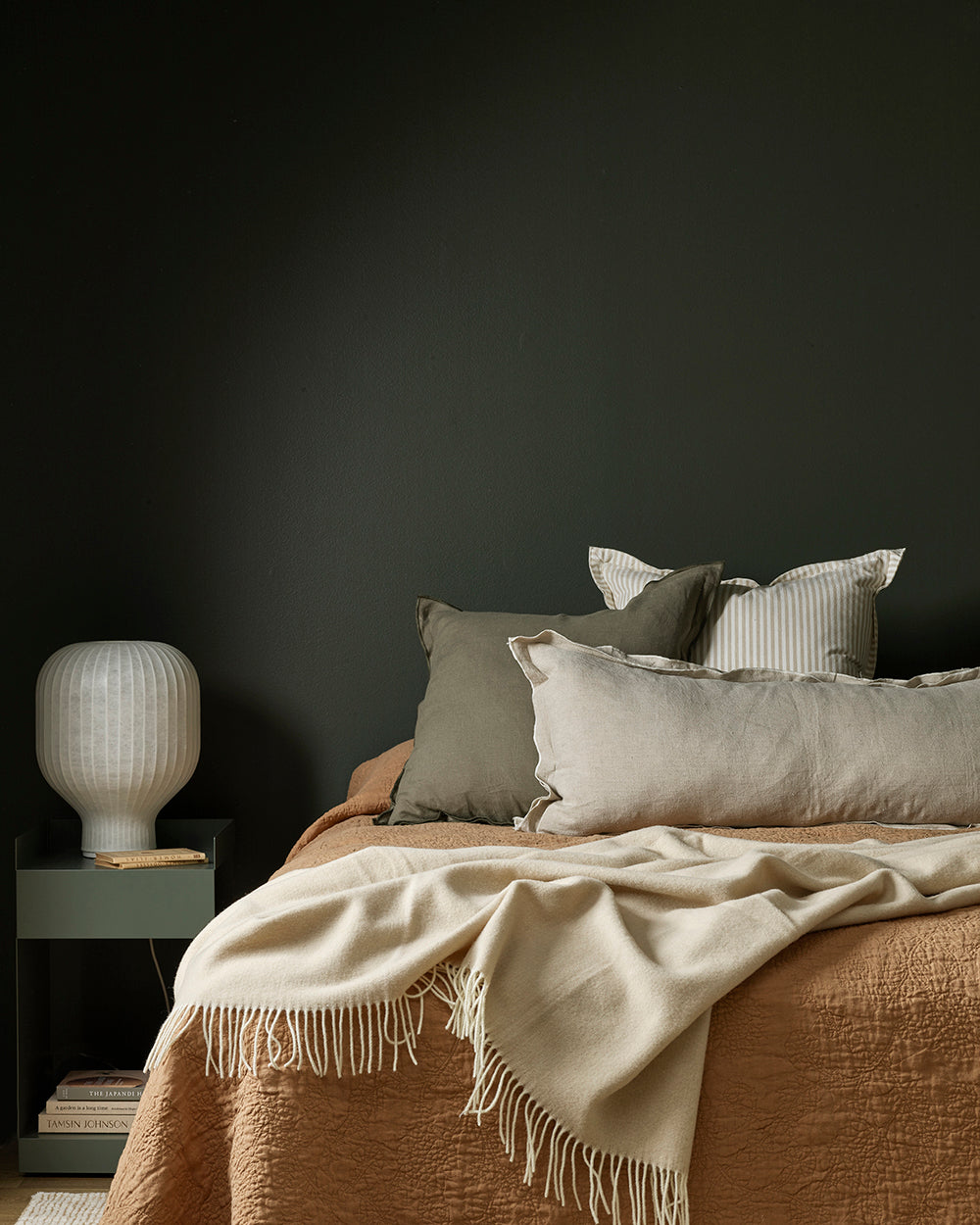 LINDEN 55 X 55CM LINEN CUSHION - OLIVE