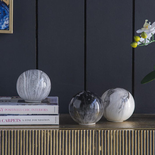 SET OF 3 DECORATIVE BALLS - GREY