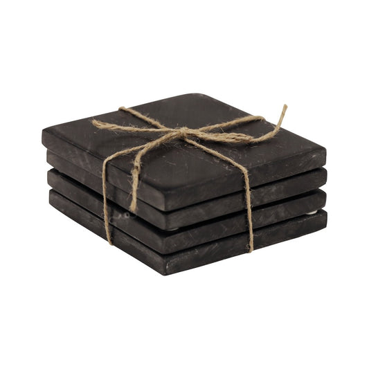 BLACK MARBLE SQUARE COASTERS - SET OF 4