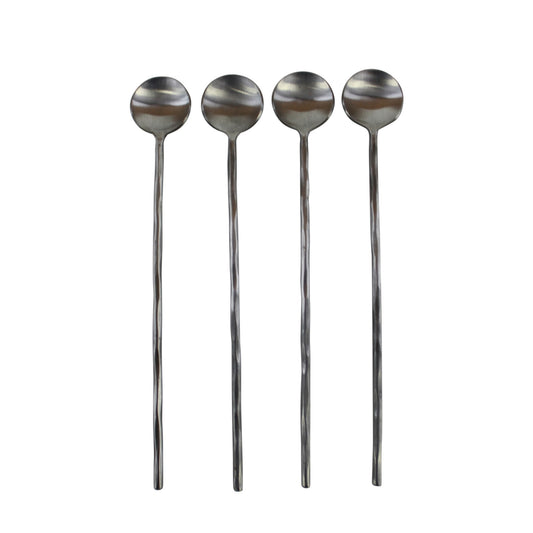 SILVER INDENT COCKTAIL SPOONS - SET OF 4