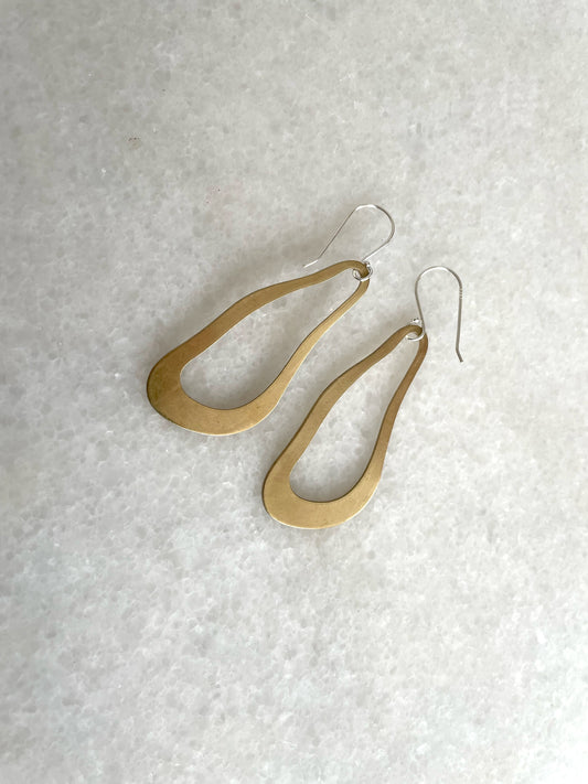 SATIN BRASS OBLONG EARRINGS