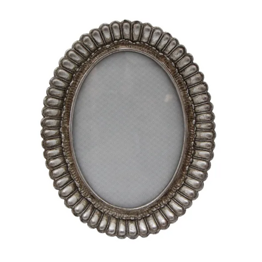 FANNED 5X7" OVAL PHOTO FRAME - PEWTER FINISH