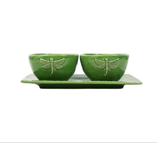 DRAGONFLY STONEWARE CONDIMENT SET