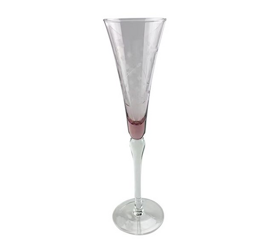 FLORAL ETCHED CHAMPAGNE GLASS - PINK