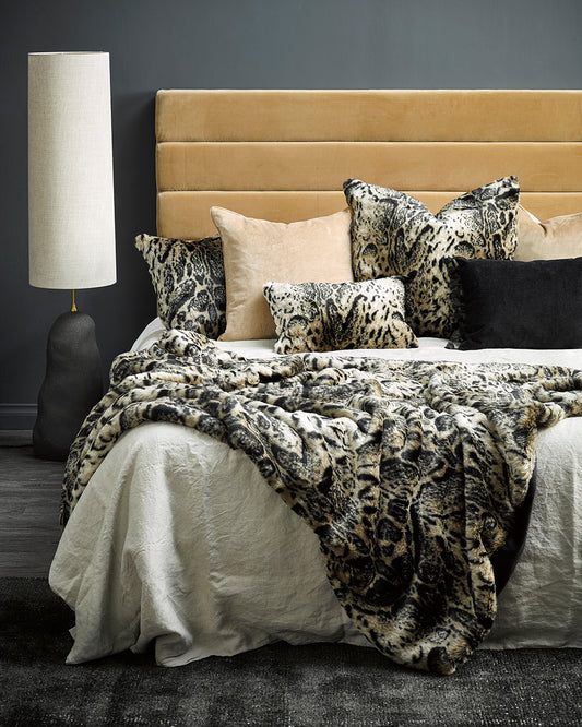 AFRICAN LEOPARD FAUX FUR THROW