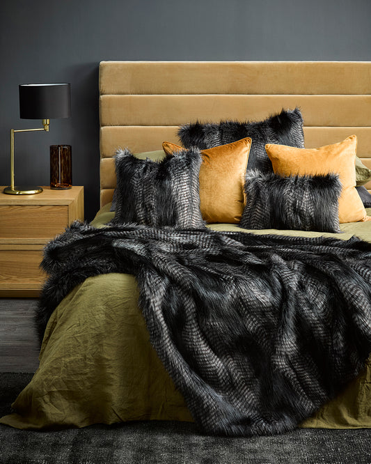 BLACK COYOTE FAUX FUR CUSHIONS