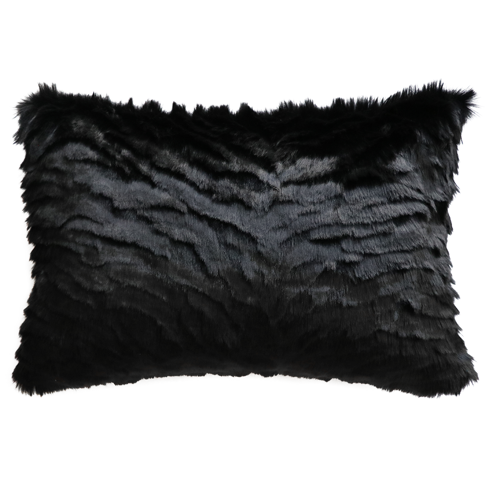 Black faux cheap fur cushion covers