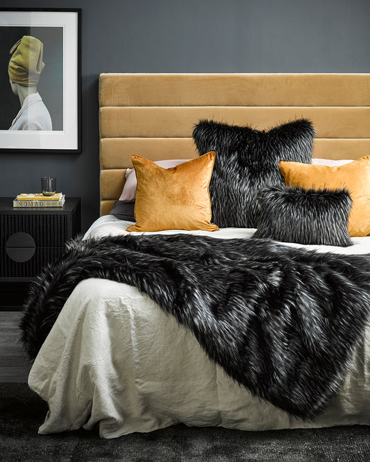 EBONY PLUME FAUX FUR THROW