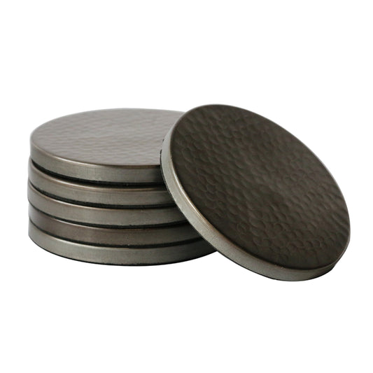 HAMMERED COASTERS PEWTER FINISH - SET OF 6