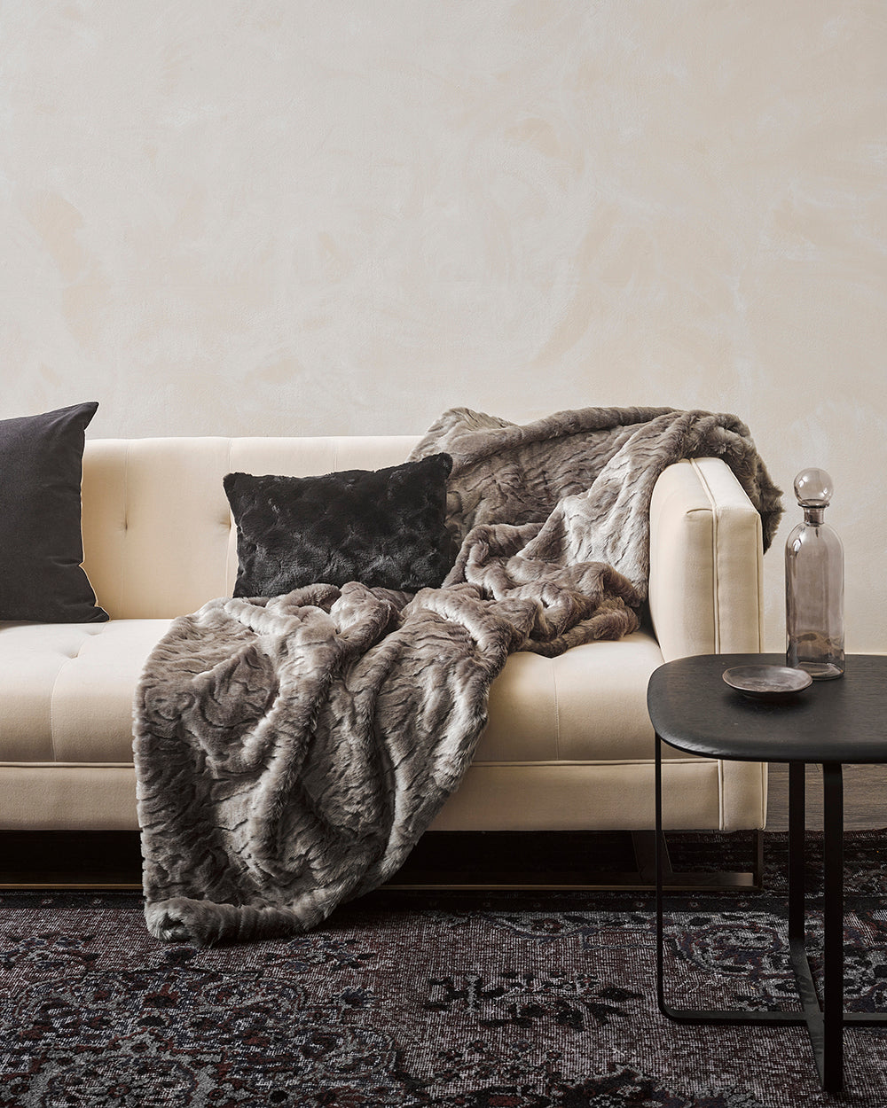 VALENTINA BLACK FAUX FUR CUSHIONS