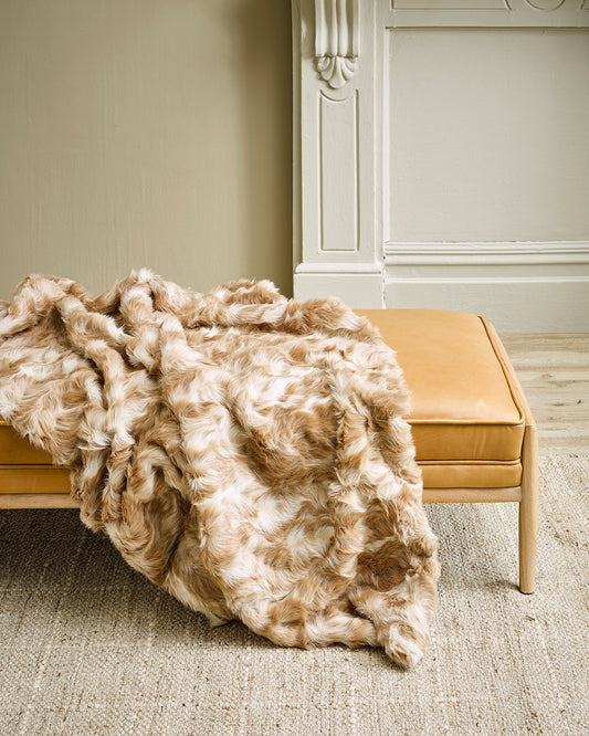 VINTAGE SQUIRREL FAWN FAUX FUR THROW