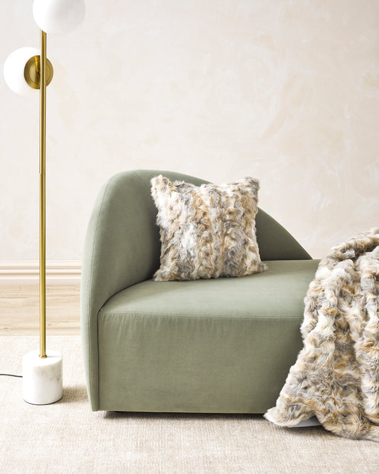 VINTAGE SQUIRREL GREY FAUX FUR CUSHIONS